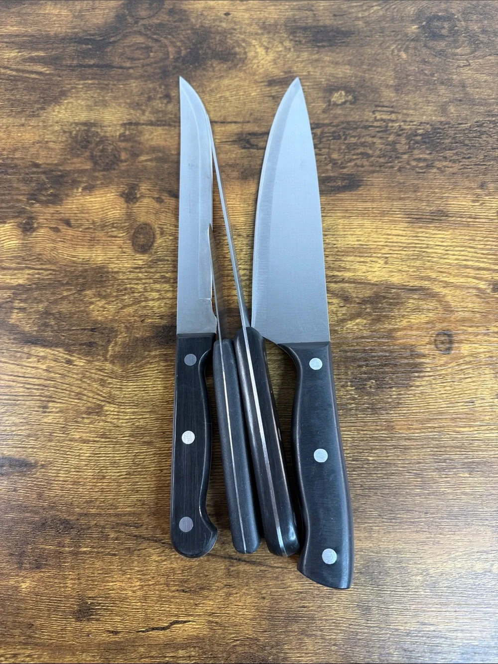 Professional Black-Handle Kitchen Knife Set – Precision Cutting Blades